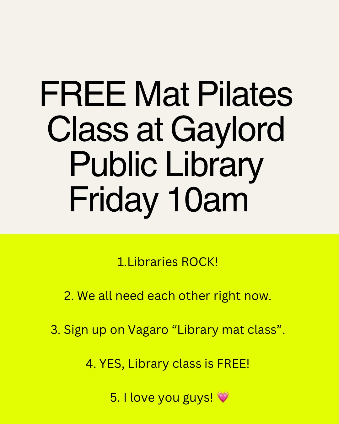 Free Mat Pilates Class at th
